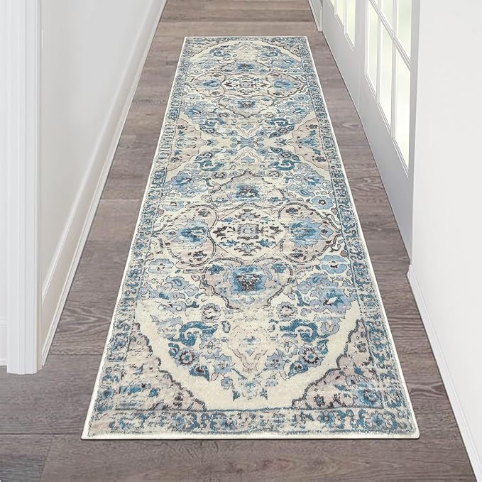 HEBE Hallway Runner Rug 2'x6' Washable Vintage Distressed Area Rugs Non Slip by HEBE