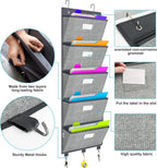 Over the Door Wall File Organizer, Hanging File Folders Organizer with 5 Large Pockets for Office and Back to School Supplies, Papers, Charts, Mails, Magazine Storage and Organization