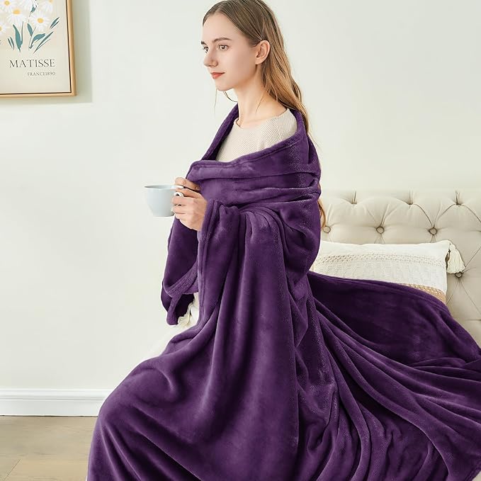 BEDELITE Fleece Blanket Twin Size Purple Throw Blankets - Image 4
