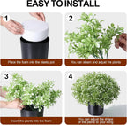 2 Pack Fake Potted Plants Artificial Plants for Outdoors Decor, Green White