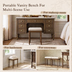 LUE BONA Vintage Vanity Chair with Spindle Solid Rubberwood Legs
