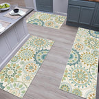 Bsmathom Farmhouse Kitchen Rugs Sets of 3, Boho Non-Slip Kitchen Mats for Floor, Kitchen Runner Rugs Non Skid Washable for Kitchen Entryway Hallway Laundry Room