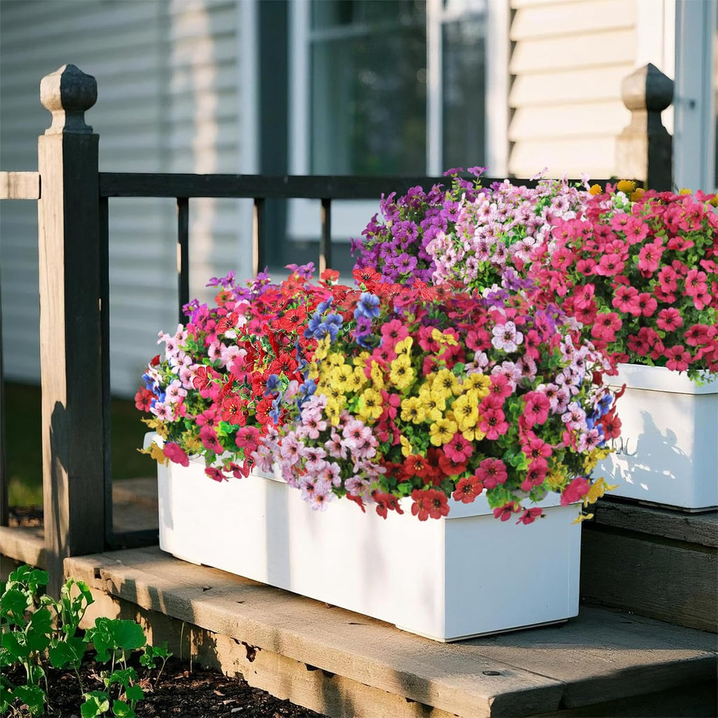 Ouddy Decor 24 Pcs Artificial Flowers for Outdoors Decorations, Multicolor