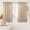 LAMIT Brown Semi Sheer Linen Curtains 48 Inch Length 2 Panels, Light Filtering by LAMIT