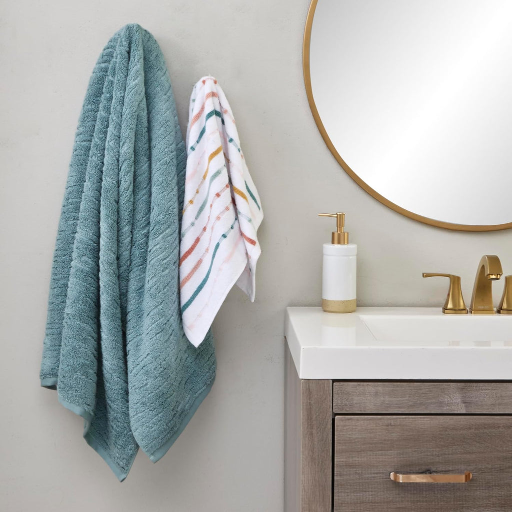 SKL Home CloudSoft/Modesto Stripe Bath Towel Set, 6-Piece, Teal/Multi