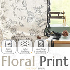 jinchan Linen Blend Curtain Floral Curtains - Image 2