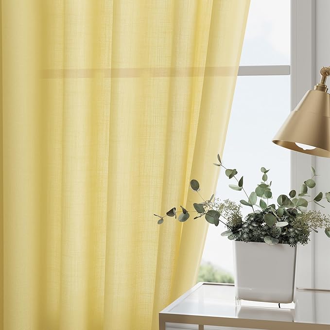 Nanspring Yellow Linen Boho Curtains - Image 2