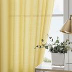 Nanspring Yellow Linen Semi Sheer Curtains 72 Inch Length - Image 2