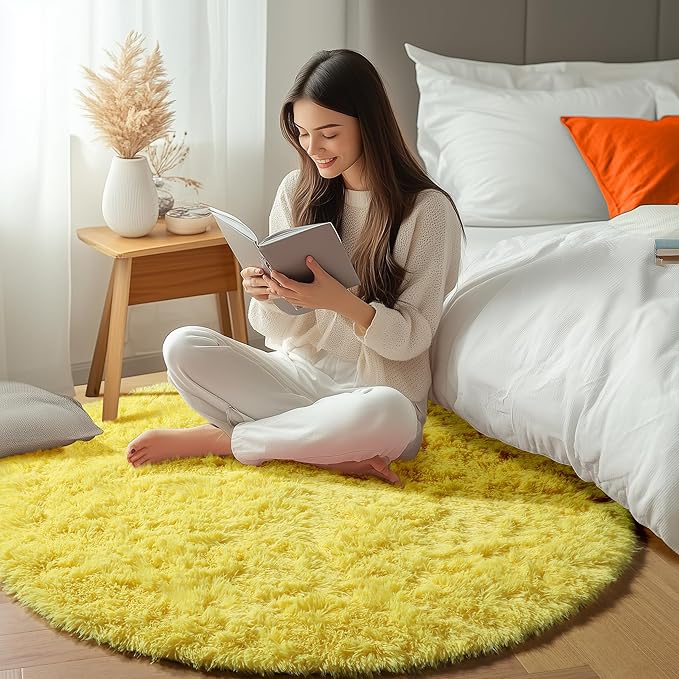 ONASAR Yellow Round Area Rugs 4ft - Image 7