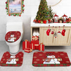 ArtSocket Christmas Bathroom Sets with Shower Curtain and Rugs Red Snowman