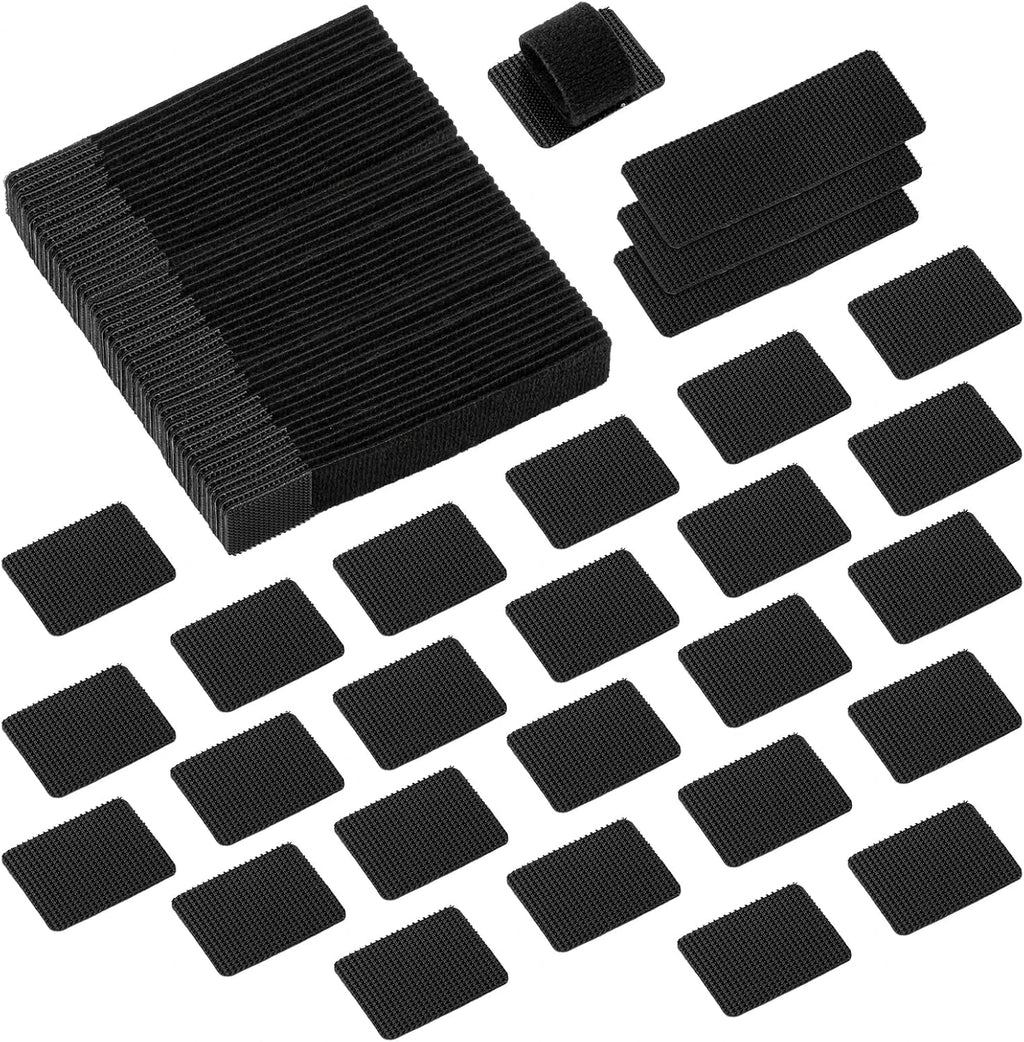 50PCS Velcro Cable Ties,Adhseive Cord Holder for Desk,Resuable Cable Clips