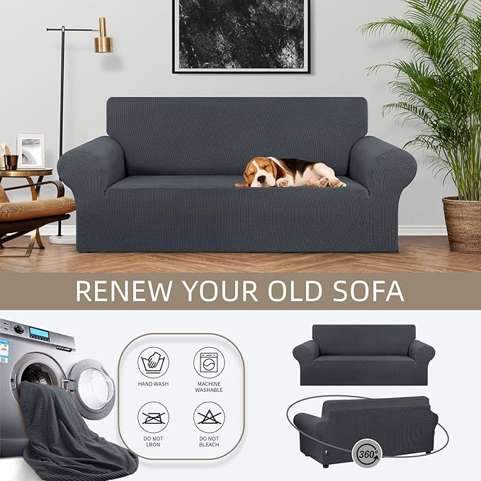 KEKUOU Stretch Loveseat Sofa Cover Slipcover, Couch Covers - Image 3
