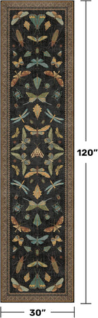 Black Insect 2'6"x10' Washable Extra Long Runner Rugs - Image 2