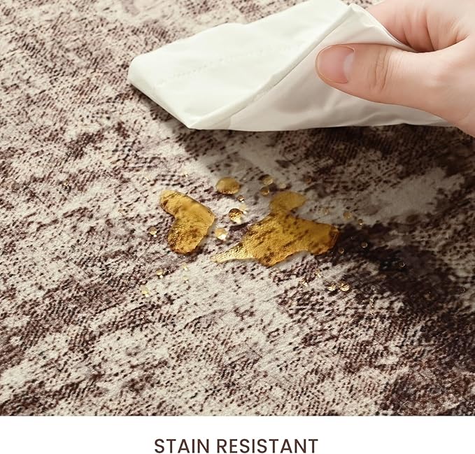 Entryway Rug 3x5 Brown Bedroom Area Rug Washable Non Slip Abstract Coffee Boho - Image 6