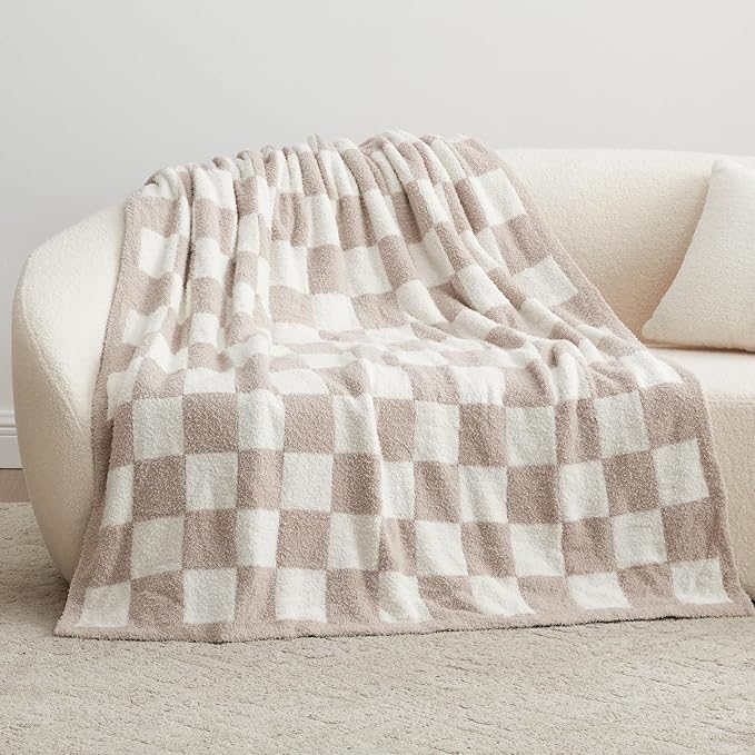 EXQ Home Checkered Throw Blanket, Knitted Blanket - Image 3