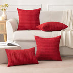 MIULEE Pack of 2 Red Corduroy Decorative Pillow Covers 18x18 Inch Soft Boho - Image 9