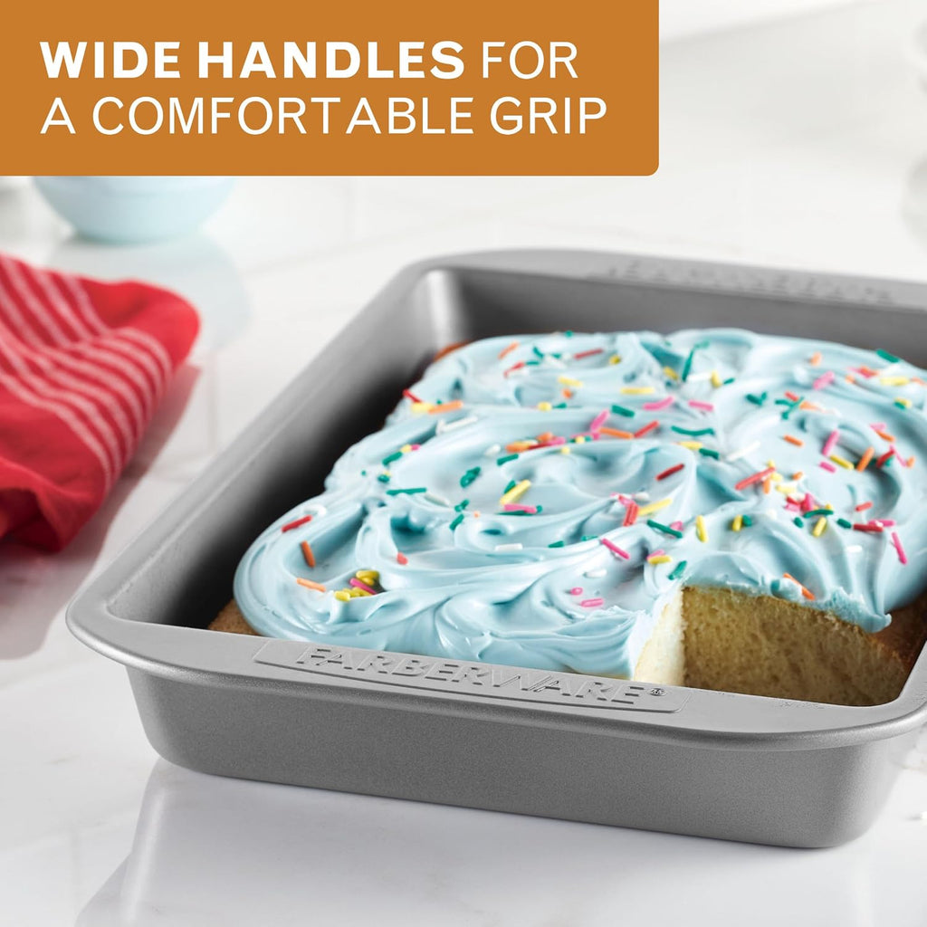 Farberware Nonstick Bakeware 9-Inch x 13-Inch Rectangular Cake Pan, Gray