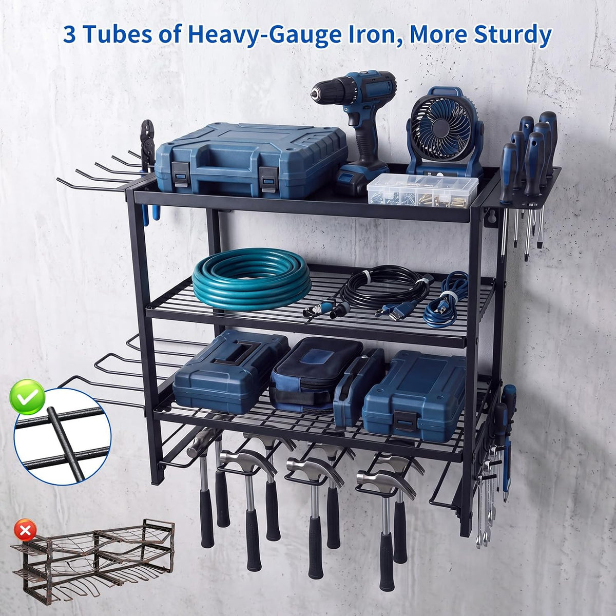 KAIHAOWIN Power Tool Organizer for Tool Storage Drill Holder Wall Mount with Screwdriver Organizer for Garage Organization, Workshop
