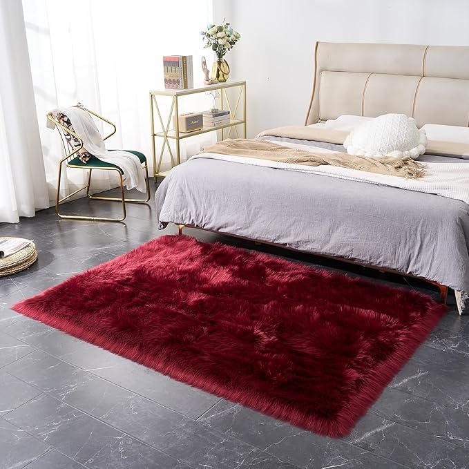 EasyJoy Ultra Soft Fluffy Shaggy Area Rug Faux Fur Rug Chair Cover Seat Pad - Image 4