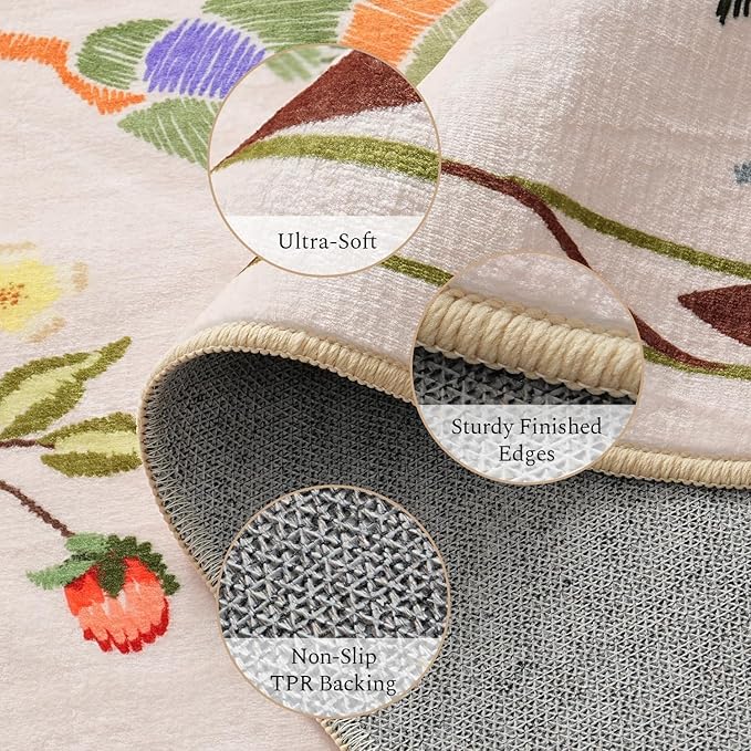 Rugflix 5x7 Washable Area Rug for Living Room, Soft Non Slip Low Pile Carpet - Image 3