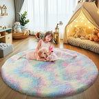 yulidayang Rainbow Fluffy Round Area Rugs - Image 2