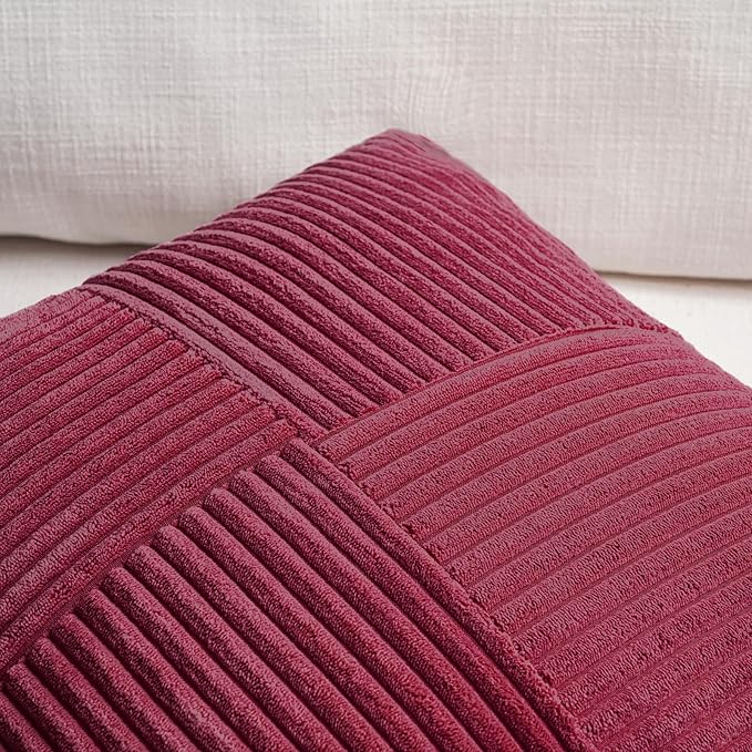 Fancy Homi 2 Packs Burgundy Lumbar Decorative Throw Pillow Covers 16x26 Inch - Image 3