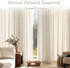 Faux Linen Beige Curtains 144 inches Long - Image 5