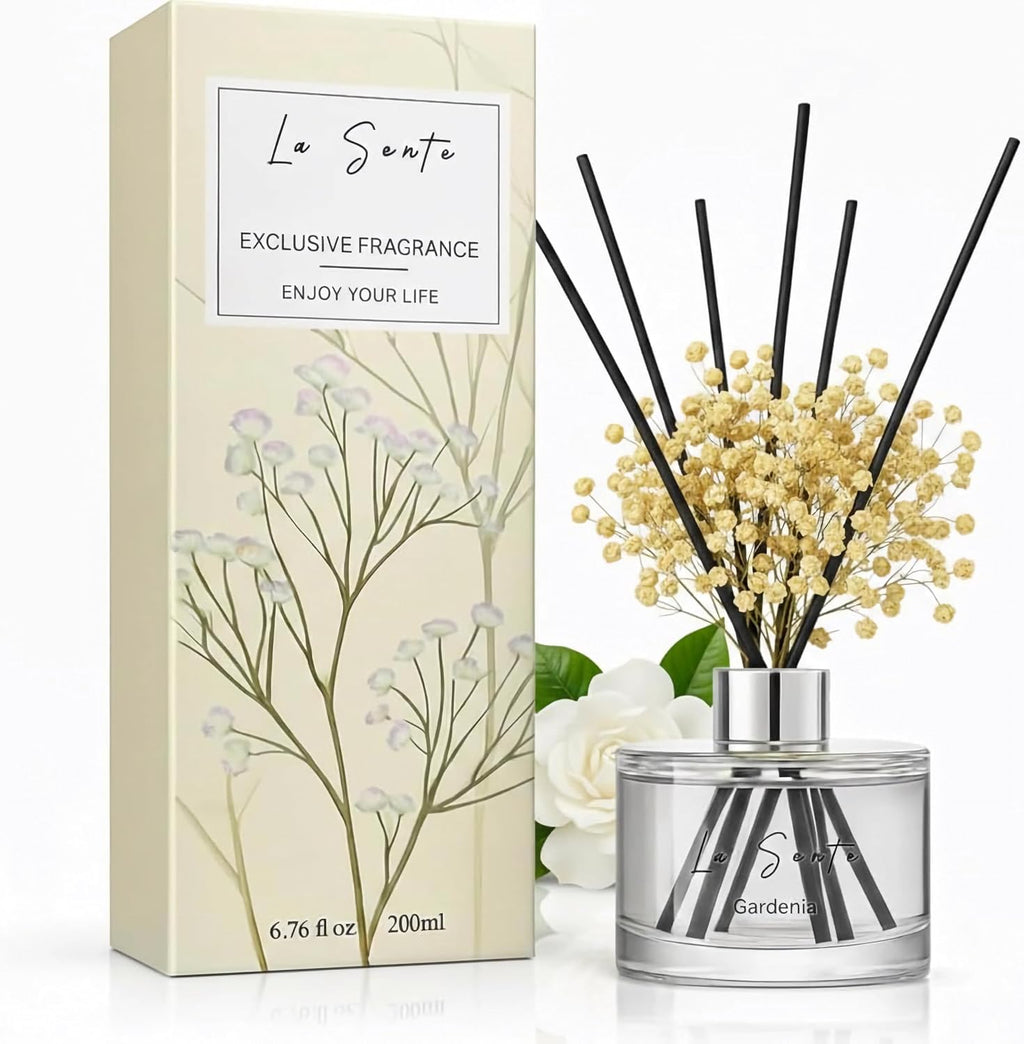 Gardenia Reed Diffuser Set with Sticks, 6.7 fl oz / 200 ml