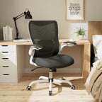MUXX.STIL Office Chair, Ergonomic Desk Chair with Adjustable Lumbar Support and Flip up Armrest, Breathable Mesh Computer Chair for Home Office, White