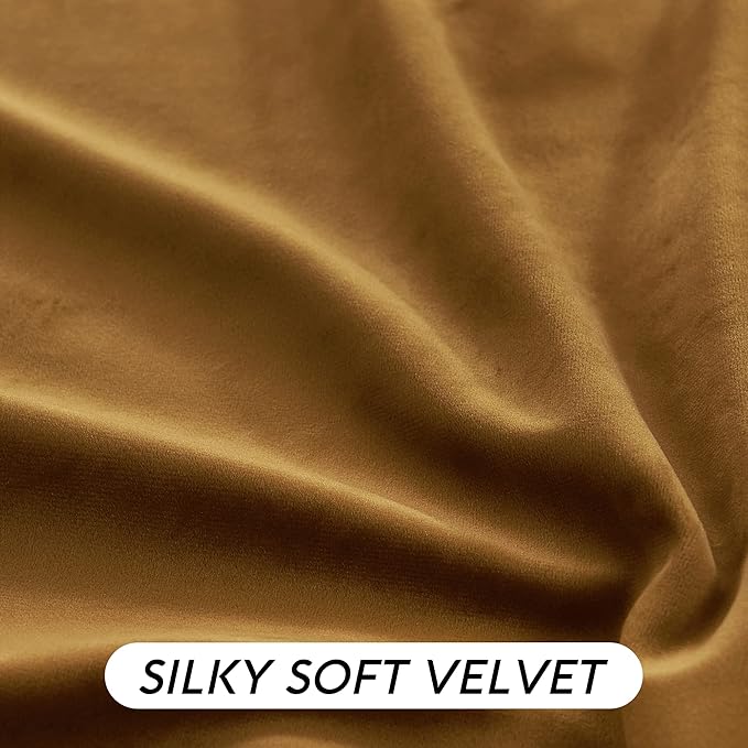 RYB HOME Gold Brown Velvet Curtains 102 inches - Image 6