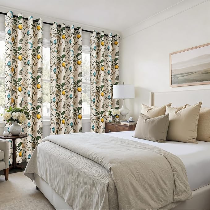 Topfinel Floral Curtains 90 Inches Long 2 Panels Unique Natural Beige Luxury - Image 7