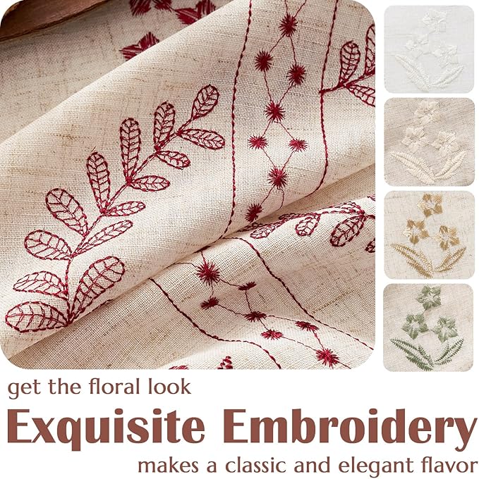 jinchan Belrose Linen Curtains for Bedroom Floral Curtains 84 Inch Length Linen - Image 7