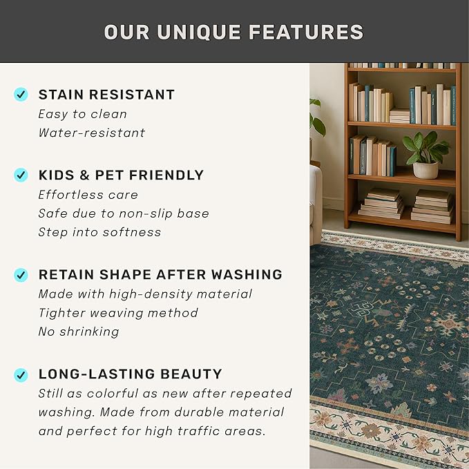 Hazo Haus Dark Green Oushak 5x8 Living Room Rug - Image 7