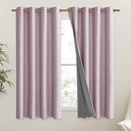 NICETOWN Pink Vintage Linen 100% Blackout Curtains - Image 2