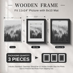 VCK 11x14 Picture Frame 3 Pack, Black Solid Wood, Real Glass, for Photo