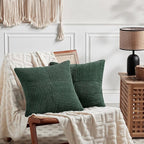 Fancy Homi Set of 2 Dark Green Decorative Throw Pillow Covers 24x24 Inch - Image 6