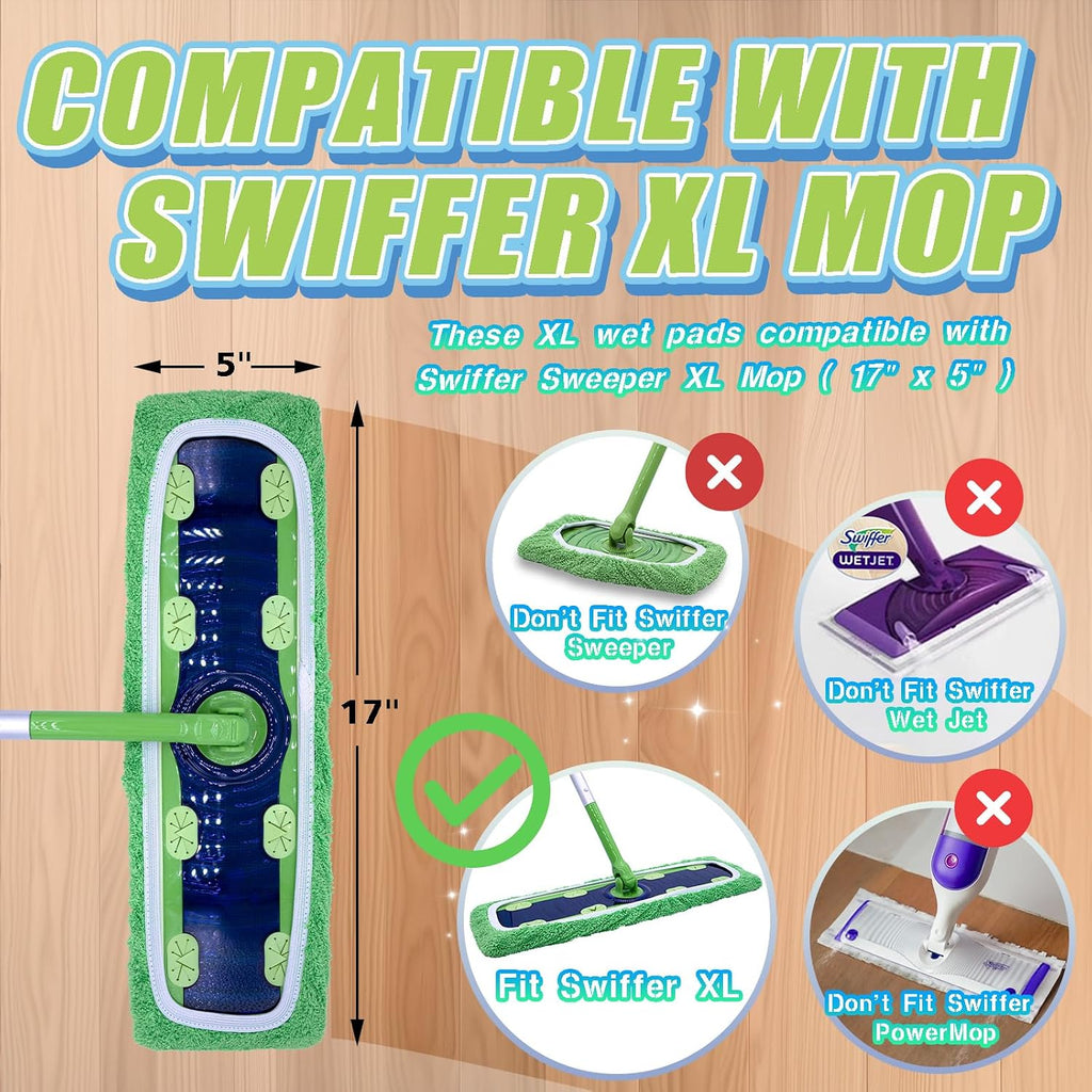 4 Pack XL Microfiber Mop Pads Compatible with Swiffer XL Mop