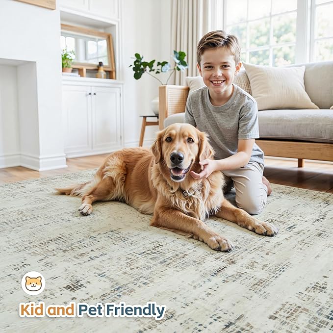 10x12 Area Rugs for Living Room Washable Rug: Anti-Skid Abstract Modern Living - Image 7
