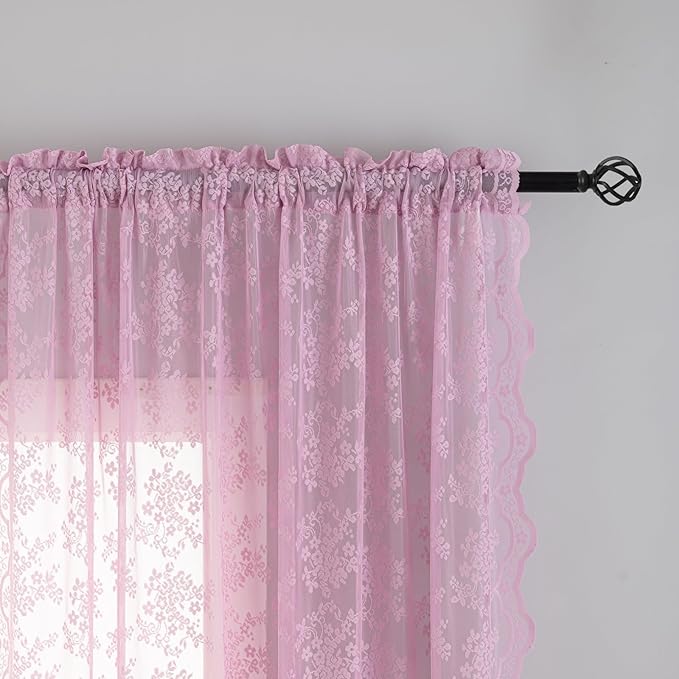 YJ YANJUN Vintage Lace Curtains 72 Inches Long-Victorian Floral Pattern Lalic - Image 3