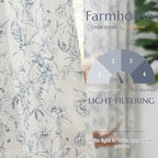 jinchan Floral Curtains 96 Inches Long Blue Flower Linen Farmhouse Curtain - Image 3