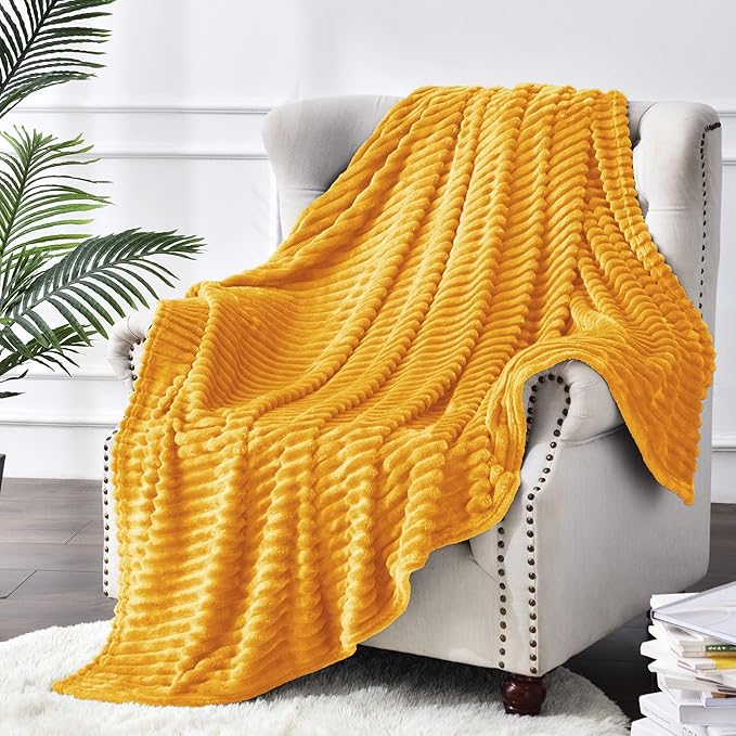 BEDELITE Fleece Throw Blanket for Couch – 3D Ribbed Jacquard Soft and Warm - Image 5