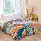 MSGKV Boho Throw Blanket for Bed 60"x80" Cotton Couch Blankets Floral Twin Size - Image 5