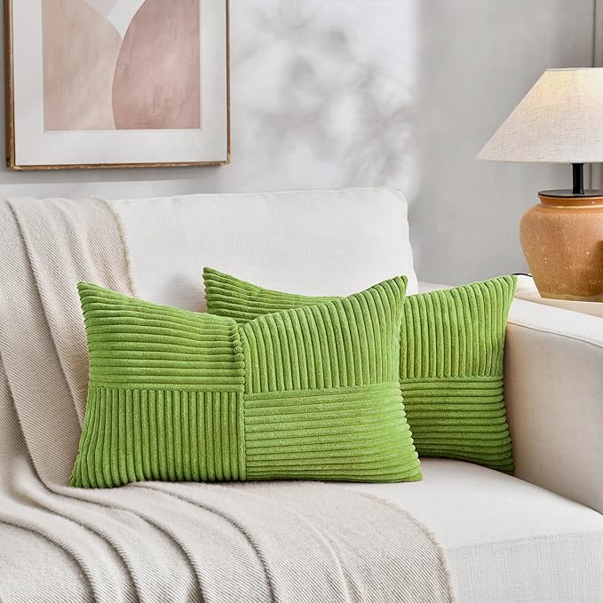 Fancy Homi Set of 2 Lime Green Lumbar Decorative Throw Pillow Covers 14x24 Inch - Image 5