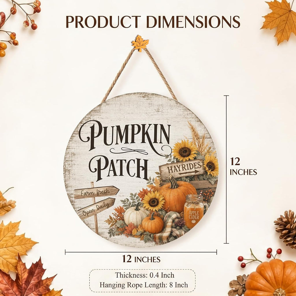 Fall Pumpkin Patch Decorations for Home, Retro Pumpkin Patch Wooden Sign