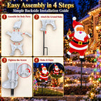Christmas Solar Watering Can Lights Outdoor - Lighted Santa Claus Kettle Garden Stake Hanging Lantern, Waterproof Xmas LED Landscape Pathway Lights for Yard Lawn Patio Holiday Decor, Christmas Gifts
