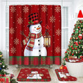 ArtSocket Christmas Bathroom Sets with Shower Curtain and Rugs Red Snowman