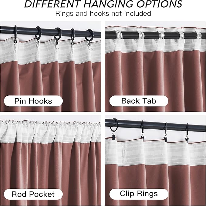 RYB HOME Pink Velvet Curtains 72 inches - Image 4