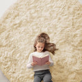 OLANLY Cream Round Rugs for Bedroom by OLANLY