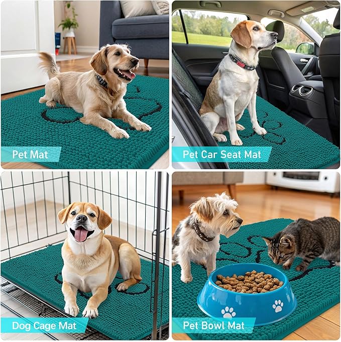 OLANLY Dog Door Mat for Muddy Paws 48x30, Paw Print Design, Absorbs Moisture - Image 7