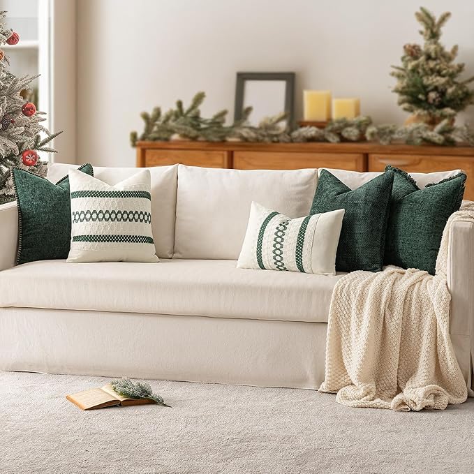 MIULEE Pack of 2 Christmas Green Couch Throw Pillow Covers 20x20 Inch Modern - Image 9